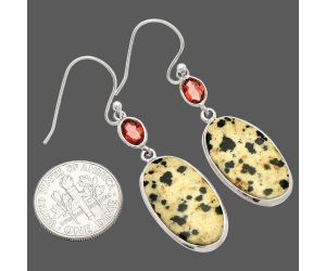 Dalmatian and Garnet Earrings SDE83250 E-1002, 12x21 mm