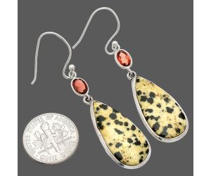 Dalmatian and Garnet Earrings SDE83254 E-1002, 12x24 mm