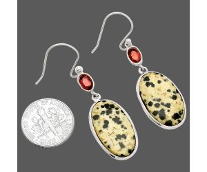 Dalmatian and Garnet Earrings SDE83281 E-1002, 12x21 mm