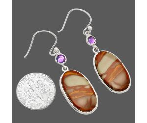 Noreena Jasper and Amethyst Earrings SDE83304 E-1002, 12x21 mm