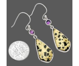 Dalmatian and Amethyst Earrings SDE83305 E-1002, 12x22 mm