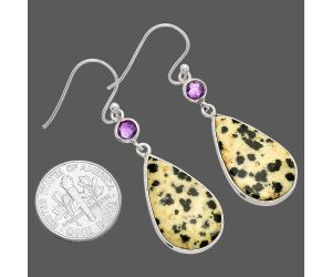 Dalmatian and Amethyst Earrings SDE83312 E-1002, 13x23 mm