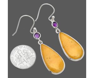 Honey Aragonite and Amethyst Earrings SDE83316 E-1002, 12x23 mm