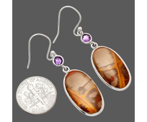 Noreena Jasper and Amethyst Earrings SDE83326 E-1002, 12x22 mm