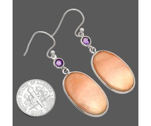 Pink Aventurine and Amethyst Earrings SDE83327 E-1002, 13x23 mm