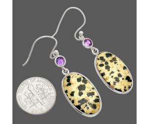 Dalmatian and Amethyst Earrings SDE83332 E-1002, 12x21 mm