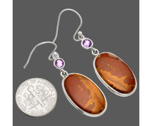 Noreena Jasper and Amethyst Earrings SDE83355 E-1002, 12x21 mm