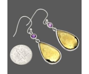 Apache Gold Healer's Gold and Amethyst Earrings SDE83359 E-1002, 13x21 mm