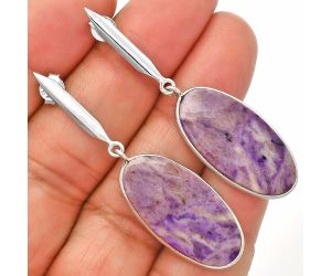 Lavender Jade Earrings SDE83411 E-1078, 14x27 mm