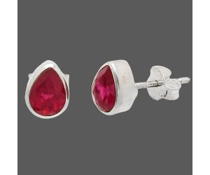 Lab Created Ruby Stud Earrings SDE83515 E-1018, 7x5 mm