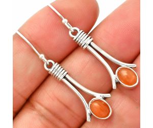 Peach Moonstone Earrings SDE83590 E-1046, 7x5 mm