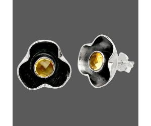 Citrine Checker Stud Earrings SDE83829 E-1247, 5x5 mm