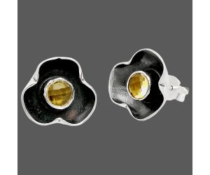 Citrine Checker Stud Earrings SDE83830 E-1247, 5x5 mm