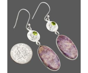 Lavender Jade and Peridot Earrings SDE83858 E-1081, 12x22 mm