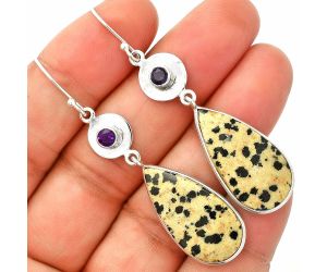 Dalmatian and Amethyst Earrings SDE83861 E-1081, 14x27 mm
