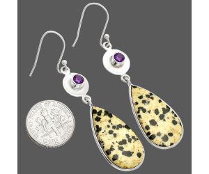 Dalmatian and Amethyst Earrings SDE83861 E-1081, 14x27 mm