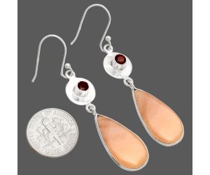 Pink Aventurine and Garnet Earrings SDE83876 E-1081, 11x23 mm