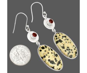 Dalmatian and Garnet Earrings SDE83881 E-1081, 13x25 mm