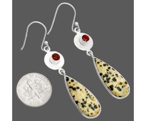 Dalmatian and Garnet Earrings SDE83882 E-1081, 10x25 mm