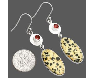 Dalmatian and Garnet Earrings SDE83883 E-1081, 12x23 mm