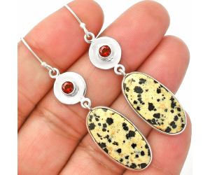 Dalmatian and Garnet Earrings SDE83884 E-1081, 12x24 mm