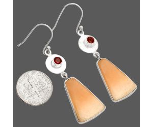 Orange Aventurine and Garnet Earrings SDE83895 E-1081, 14x22 mm