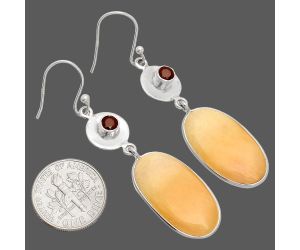 Orange Aventurine and Garnet Earrings SDE83902 E-1081, 13x23 mm