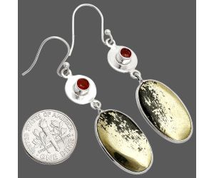 Apache Gold Healer's Gold and Garnet Earrings SDE83904 E-1081, 13x22 mm
