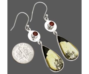 Apache Gold Healer's Gold and Garnet Earrings SDE83911 E-1081, 12x24 mm