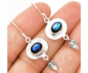 Blue Fire Labradorite Earrings SDE83936 E-1230, 6x8 mm