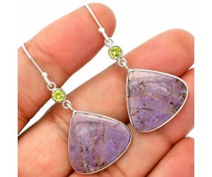 Lavender Jade and Peridot Earrings SDE84006 E-1002, 19x21 mm