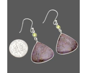 Lavender Jade and Peridot Earrings SDE84006 E-1002, 19x21 mm