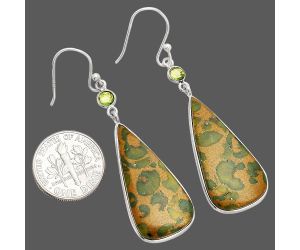 Bamboo Jasper and Peridot Earrings SDE84023 E-1002, 15x30 mm
