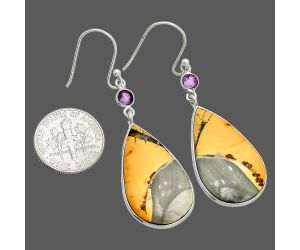 Maligano Jasper and Amethyst Earrings SDE84065 E-1002, 17x27 mm