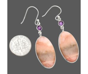 Pink Opal and Amethyst Earrings SDE84077 E-1002, 14x26 mm