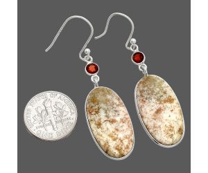 Red Moss Agate and Garnet Earrings SDE84089 E-1002, 13x25 mm