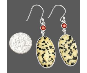 Dalmatian and Garnet Earrings SDE84098 E-1002, 14x25 mm