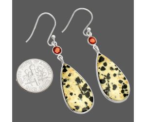Dalmatian and Garnet Earrings SDE84122 E-1002, 13x25 mm
