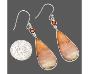 Blood Stone and Garnet Earrings SDE84125 E-1002, 14x27 mm