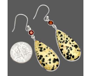 Dalmatian and Garnet Earrings SDE84127 E-1002, 15x27 mm