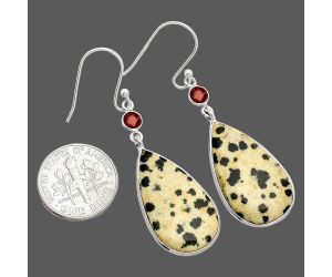 Dalmatian and Garnet Earrings SDE84170 E-1002, 15x25 mm