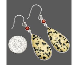 Dalmatian and Garnet Earrings SDE84183 E-1002, 15x27 mm