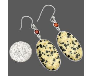 Dalmatian and Garnet Earrings SDE84200 E-1002, 15x27 mm