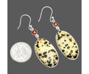 Dalmatian and Garnet Earrings SDE84202 E-1002, 15x26 mm