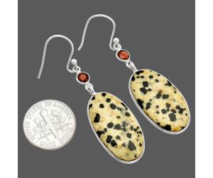 Dalmatian and Garnet Earrings SDE84203 E-1002, 14x25 mm