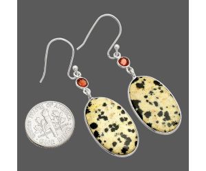 Dalmatian and Garnet Earrings SDE84206 E-1002, 14x24 mm