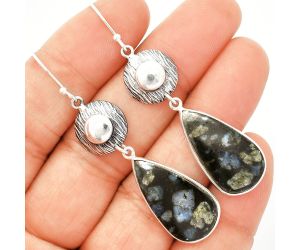 Llanite Blue Opal Crystal Sphere Earrings SDE84288 E-1077, 13x24 mm