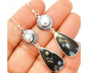 Llanite Blue Opal Crystal Sphere Earrings SDE84300 E-1077, 13x23 mm