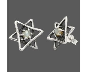 Star - Gray Moonstone Stud Earrings SDE84427 E-1024, 4x4 mm