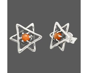 Star - Peach Moonstone Stud Earrings SDE84430 E-1024, 4x4 mm